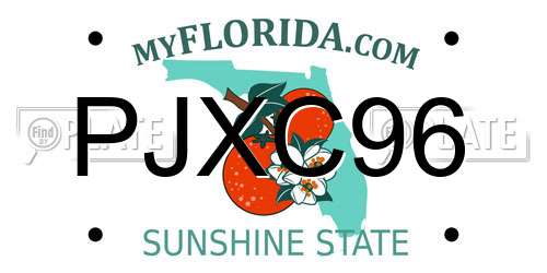 PJXC96 Florida License Plate