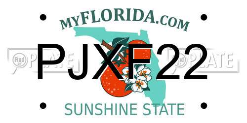 PJXF22 Florida License Plate