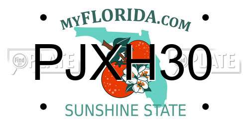 PJXH30 Florida License Plate