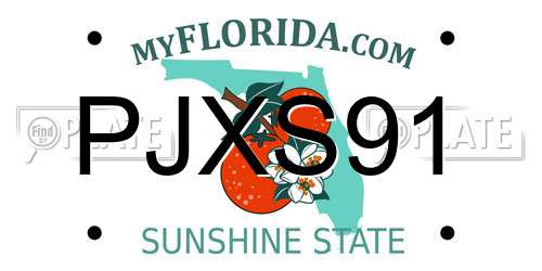 PJXS91 Florida License Plate