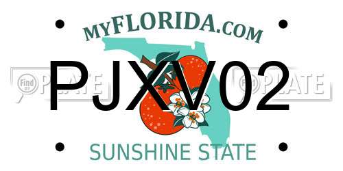 PJXV02 Florida License Plate