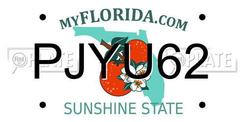 PJYU62 Florida License Plate