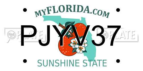 PJYV37 Florida License Plate
