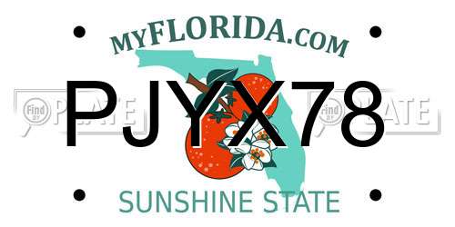 PJYX78 Florida License Plate