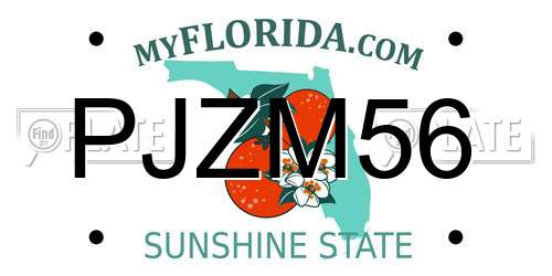 PJZM56 Florida License Plate