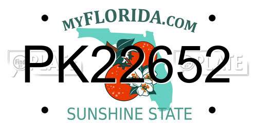 PK22652 Florida License Plate