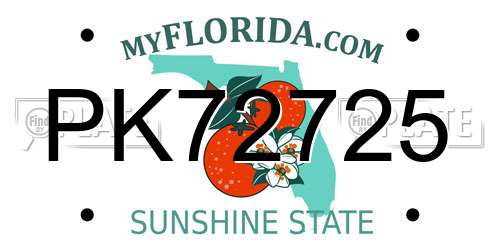 PK72725 Florida License Plate