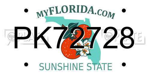 PK72728 Florida License Plate