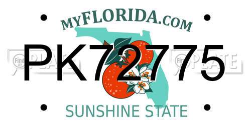PK72775 Florida License Plate
