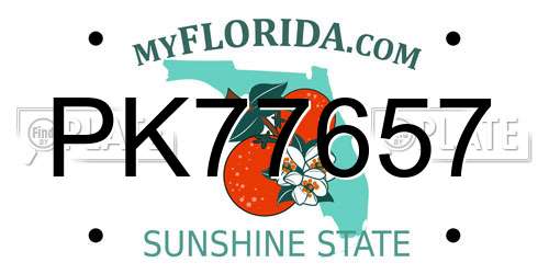 PK77657 Florida License Plate