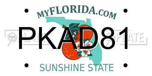 PKAD81 Florida License Plate
