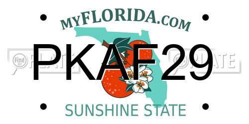 PKAF29 Florida License Plate