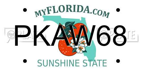 PKAW68 Florida License Plate