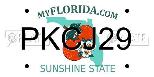 PKCJ29 Florida License Plate