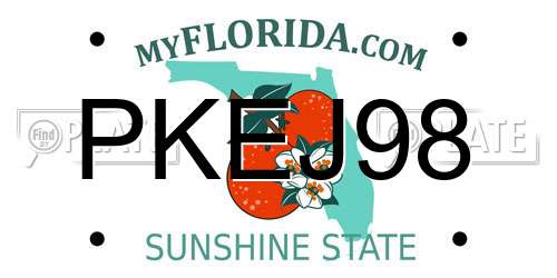 PKEJ98 Florida License Plate