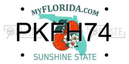 PKFH74 Florida License Plate