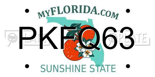 PKFQ63 Florida License Plate
