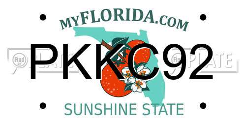 PKKC92 Florida License Plate