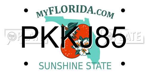 PKKJ85 Florida License Plate