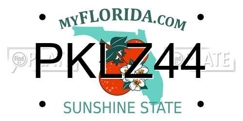 PKLZ44 Florida License Plate
