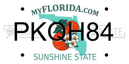 PKQH84 Florida License Plate