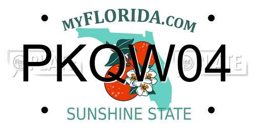 PKQW04 Florida License Plate