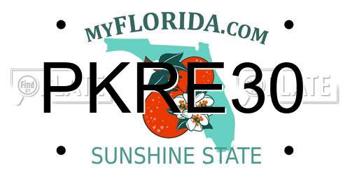 PKRE30 Florida License Plate