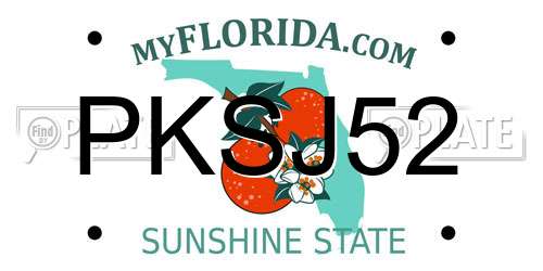 PKSJ52 Florida License Plate