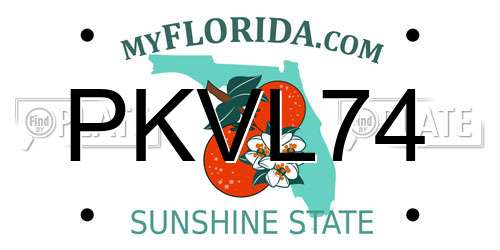 PKVL74 Florida License Plate