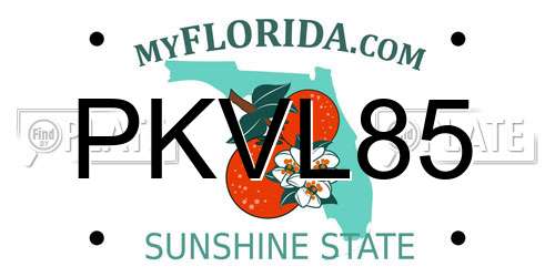 PKVL85 Florida License Plate