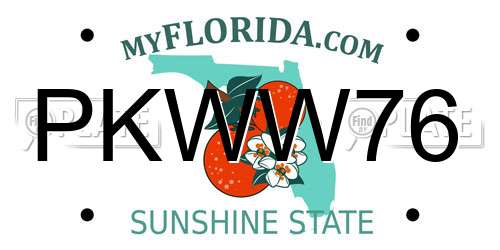 PKWW76 Florida License Plate
