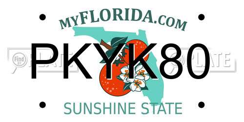PKYK80 Florida License Plate