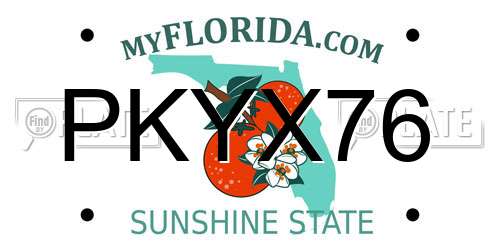 PKYX76 Florida License Plate
