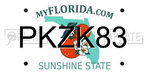 PKZK83 Florida License Plate
