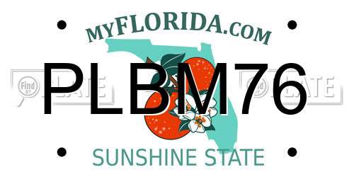 PLBM76 Florida License Plate