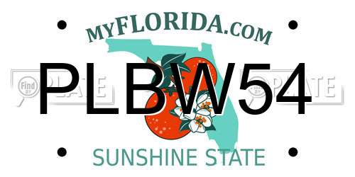 PLBW54 Florida License Plate