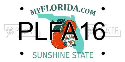 PLFA16 Florida License Plate