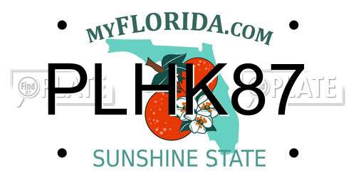 PLHK87 Florida License Plate