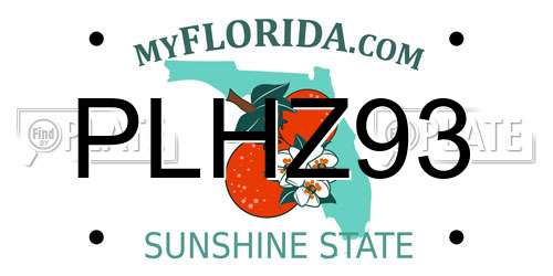 PLHZ93 Florida License Plate