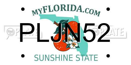 PLJN52 Florida License Plate