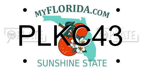 PLKC43 Florida License Plate