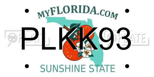PLKK93 Florida License Plate