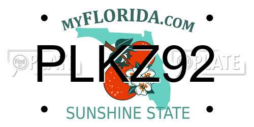 PLKZ92 Florida License Plate