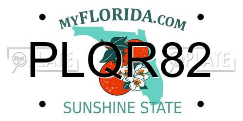PLQR82 Florida License Plate