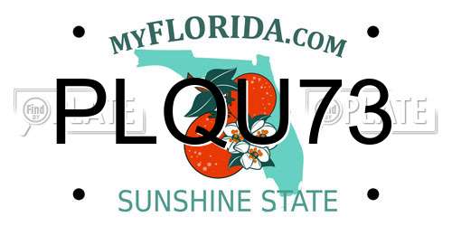PLQU73 Florida License Plate