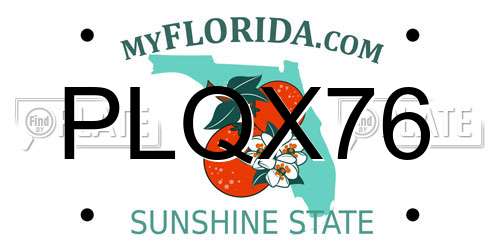 PLQX76 Florida License Plate