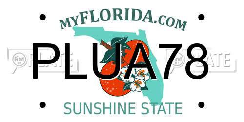 PLUA78 Florida License Plate