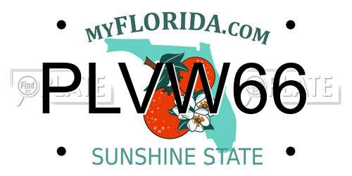 PLVW66 Florida License Plate