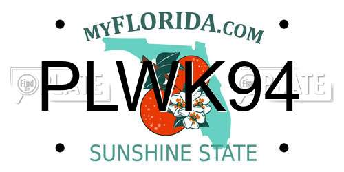 PLWK94 Florida License Plate