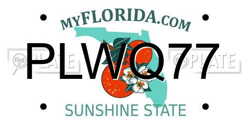 PLWQ77 Florida License Plate